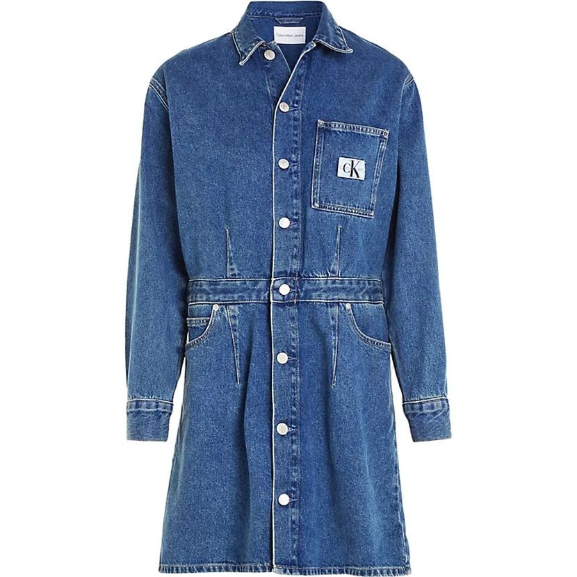 CALVIN KLEIN JEANS Midi suknelė moterims, Mėlyna, Shirt dress 1
