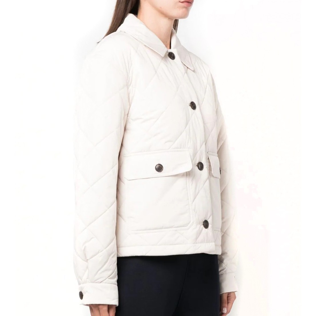 TOMMY HILFIGER Pūkinė striukė moterims, Smėlio, Shirt collar padded quilt jkt 2