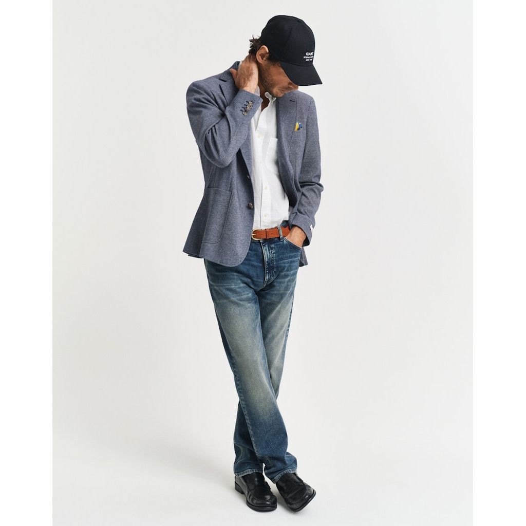 GANT Švarkas vyrams, Mėlyna, Slim two-tone jersey blazer 5