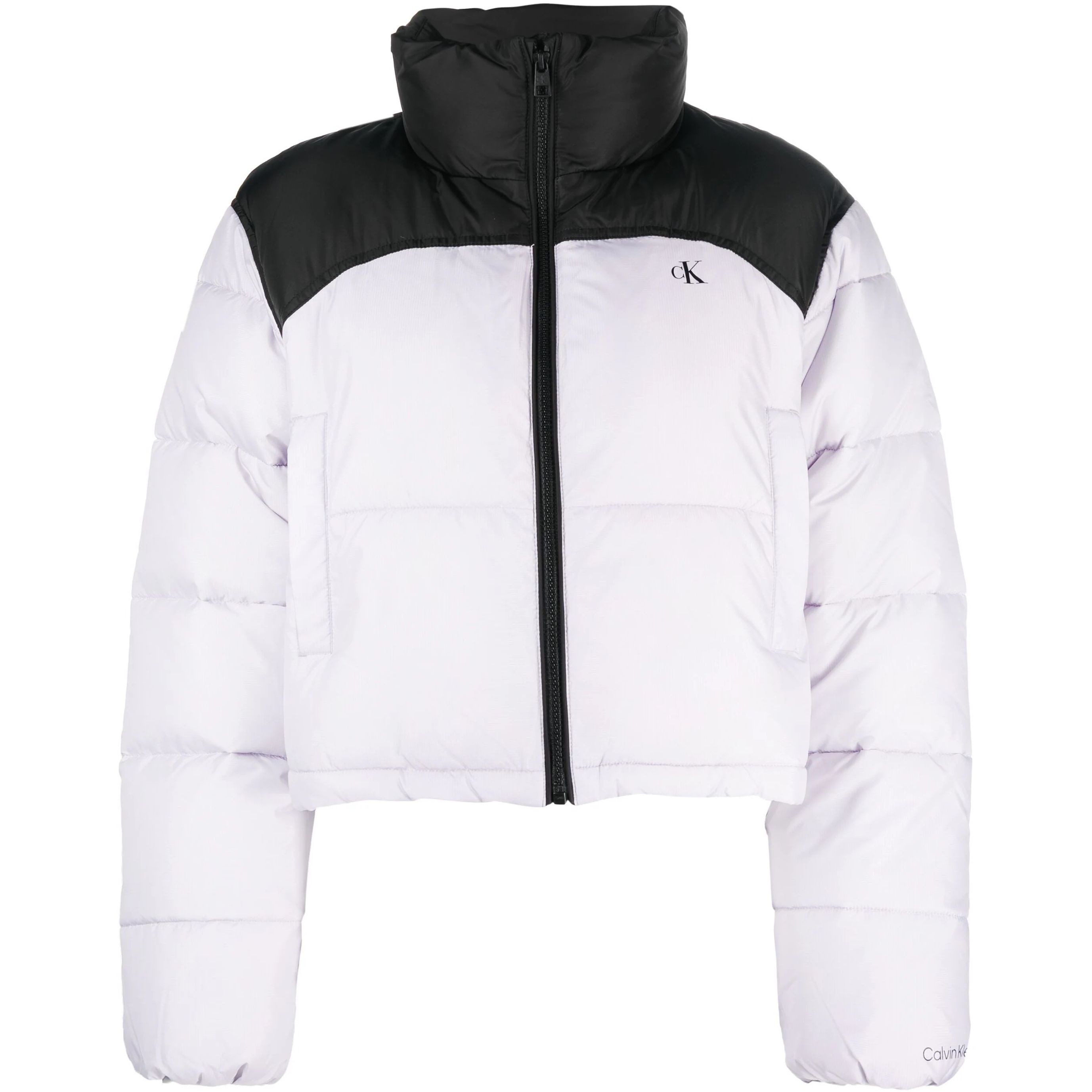 CALVIN KLEIN JEANS Pūkinė striukė moterims, purple, Blocked cropped puffer 1