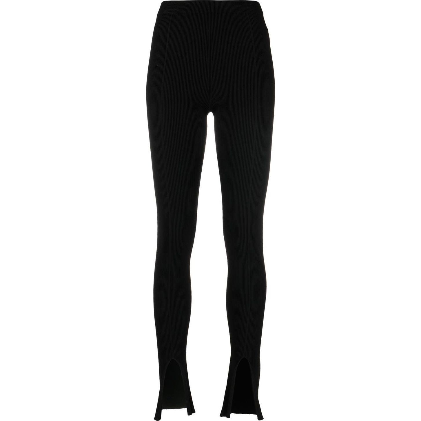 AERON Formalios kelnės moterims, Juoda, Ribbed slim flare pants