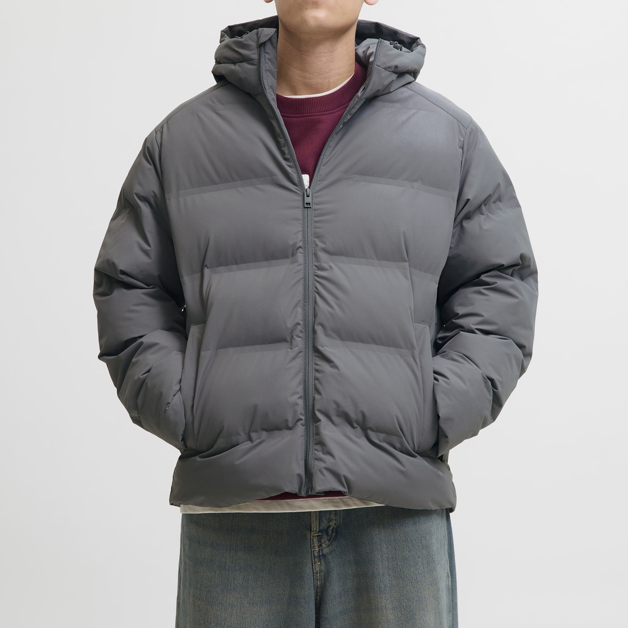 JACK & JONES Pūkinė striukė vyrams, Pilka, Soho Puffer hood 5