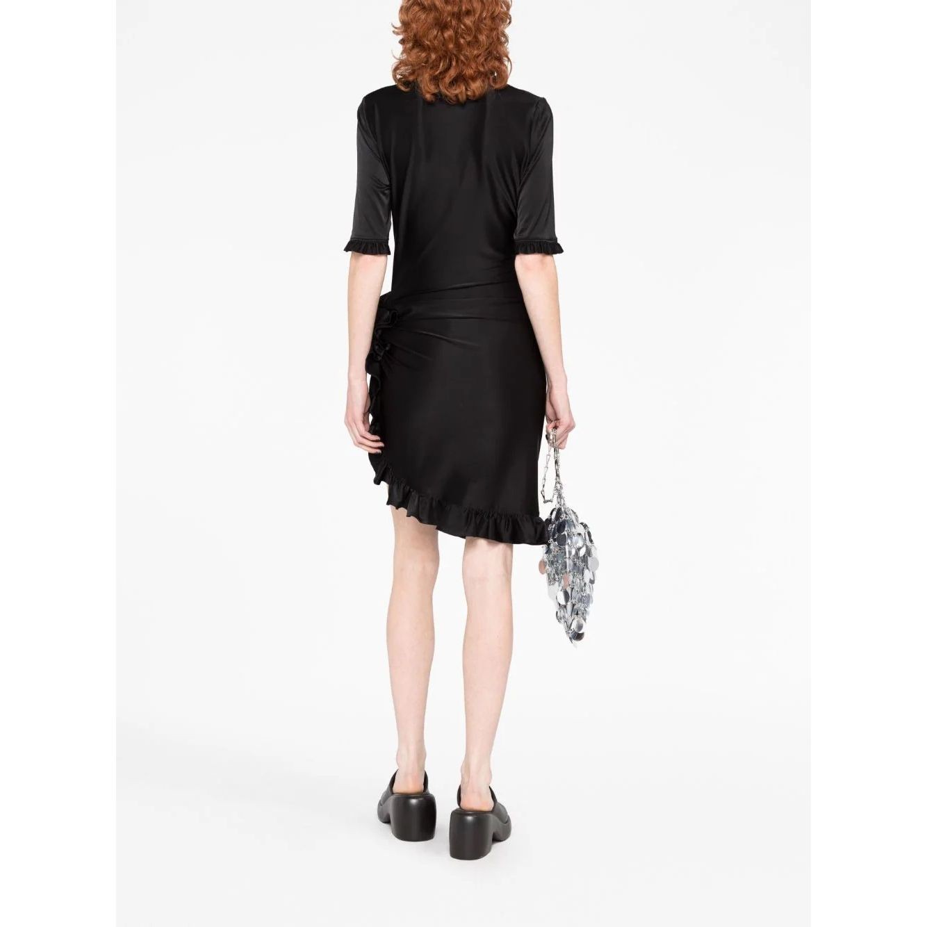 PACO RABANNE Mini suknelė moterims, Juoda, Asymmetric mini dress 3