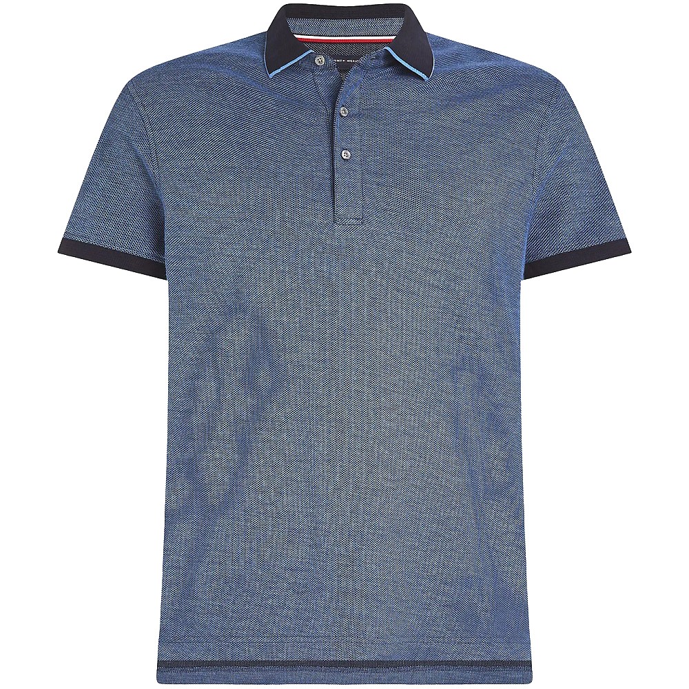 TOMMY HILFIGER Polo marškiniai trumpos rank. vyrams, Mėlyna, Honeycomb slim polo 1