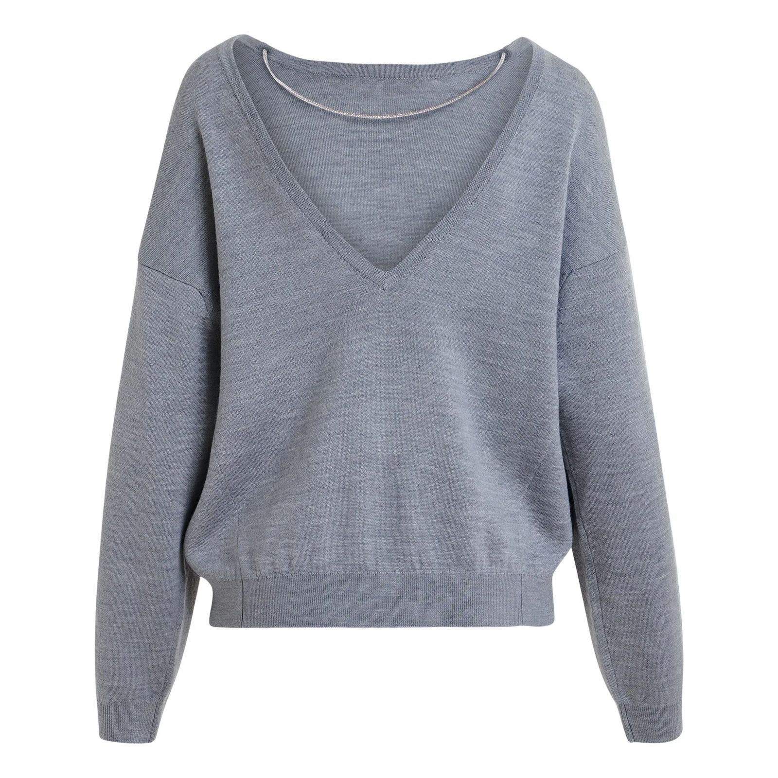 ESSENTIEL ANTWERP Megztinis moterims, Pilka, 1 pullover with necklace 1