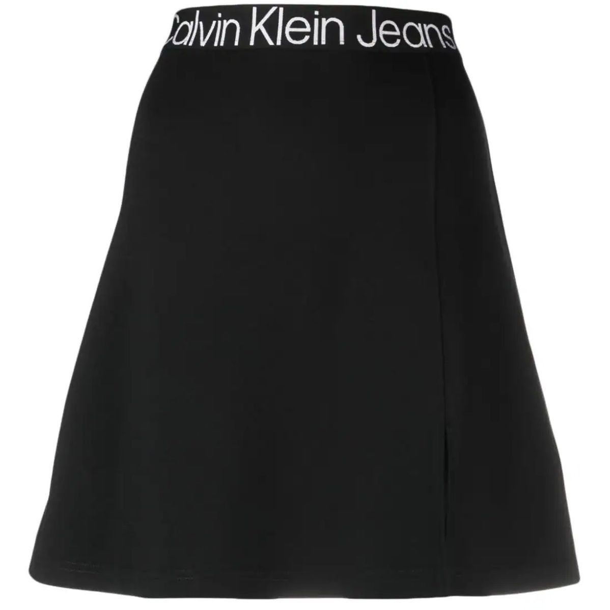 CALVIN KLEIN JEANS Midi sijonas moterims, Juoda, Logo waistband milano skirt 1
