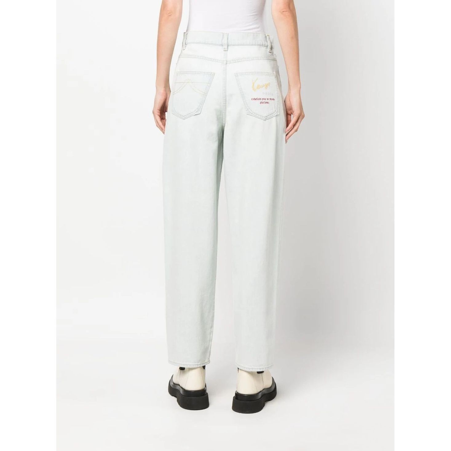 KENZO Tiesūs džinsai moterims, Mėlyna, Bleach carrot fit 3
