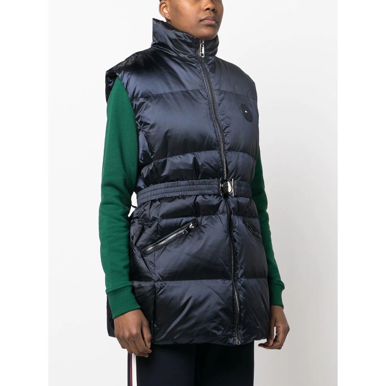 TOMMY HILFIGER Pūkinė liemenė moterims, Mėlyna, Two tone statement puffer vest 3