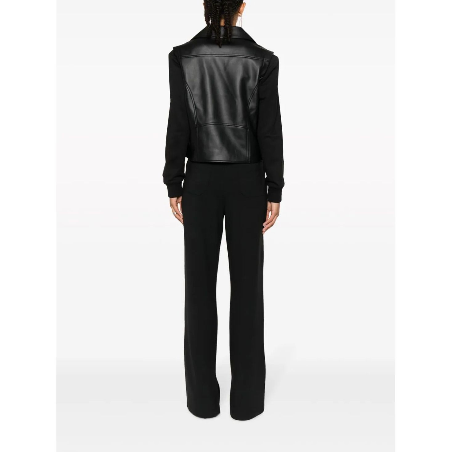 CALVIN KLEIN JEANS Odinis švarkas moterims, Juoda, Faux leather jersey mix biker 4