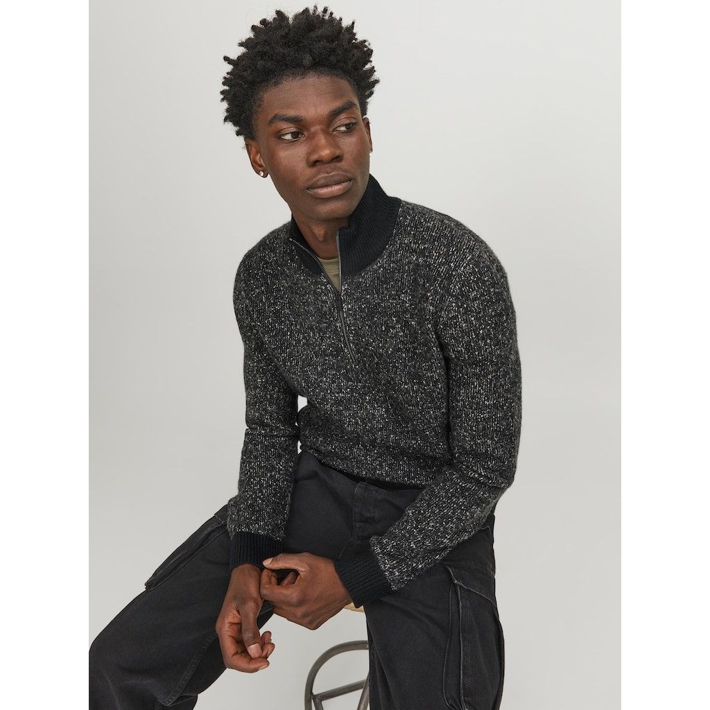 JACK & JONES Džemperis vyrams, Juoda, JCOSPACE KNIT HALF Z 6