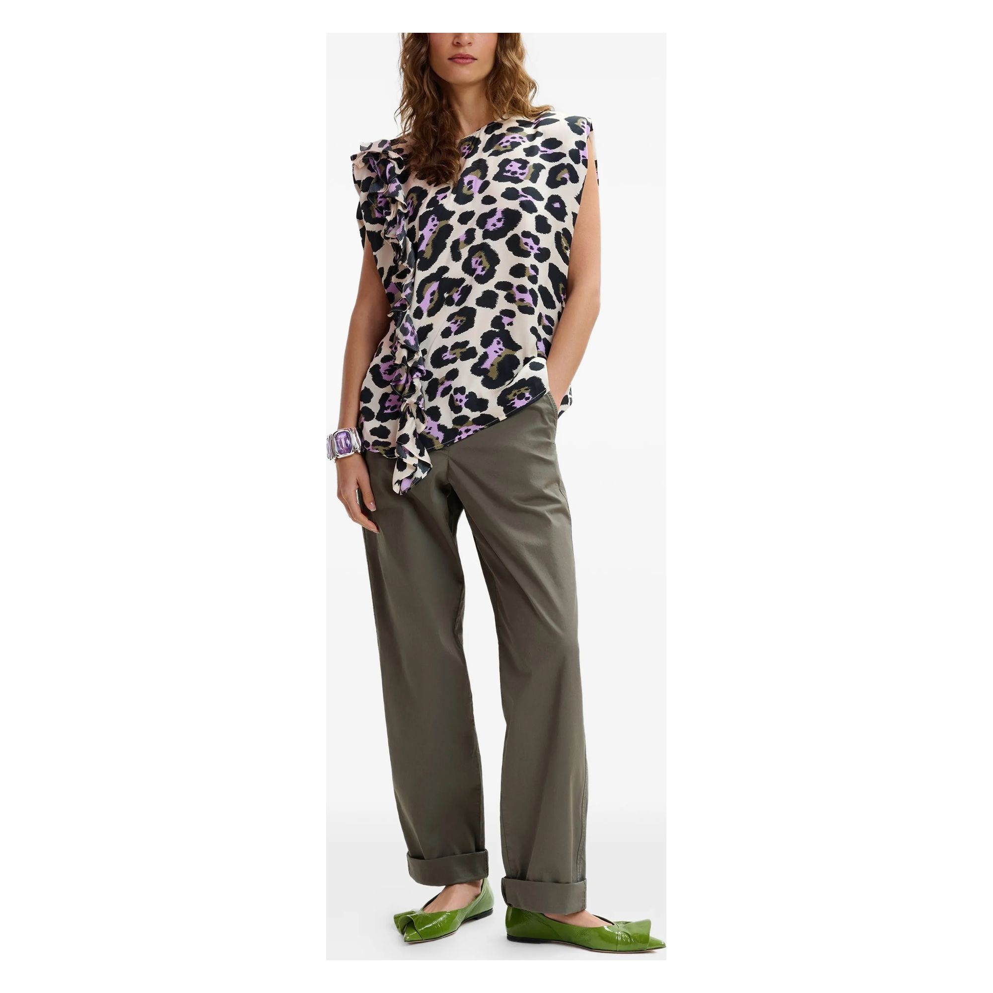 ESSENTIEL ANTWERP Kelnės moterims, Chaki, 2 garment dye pants 2
