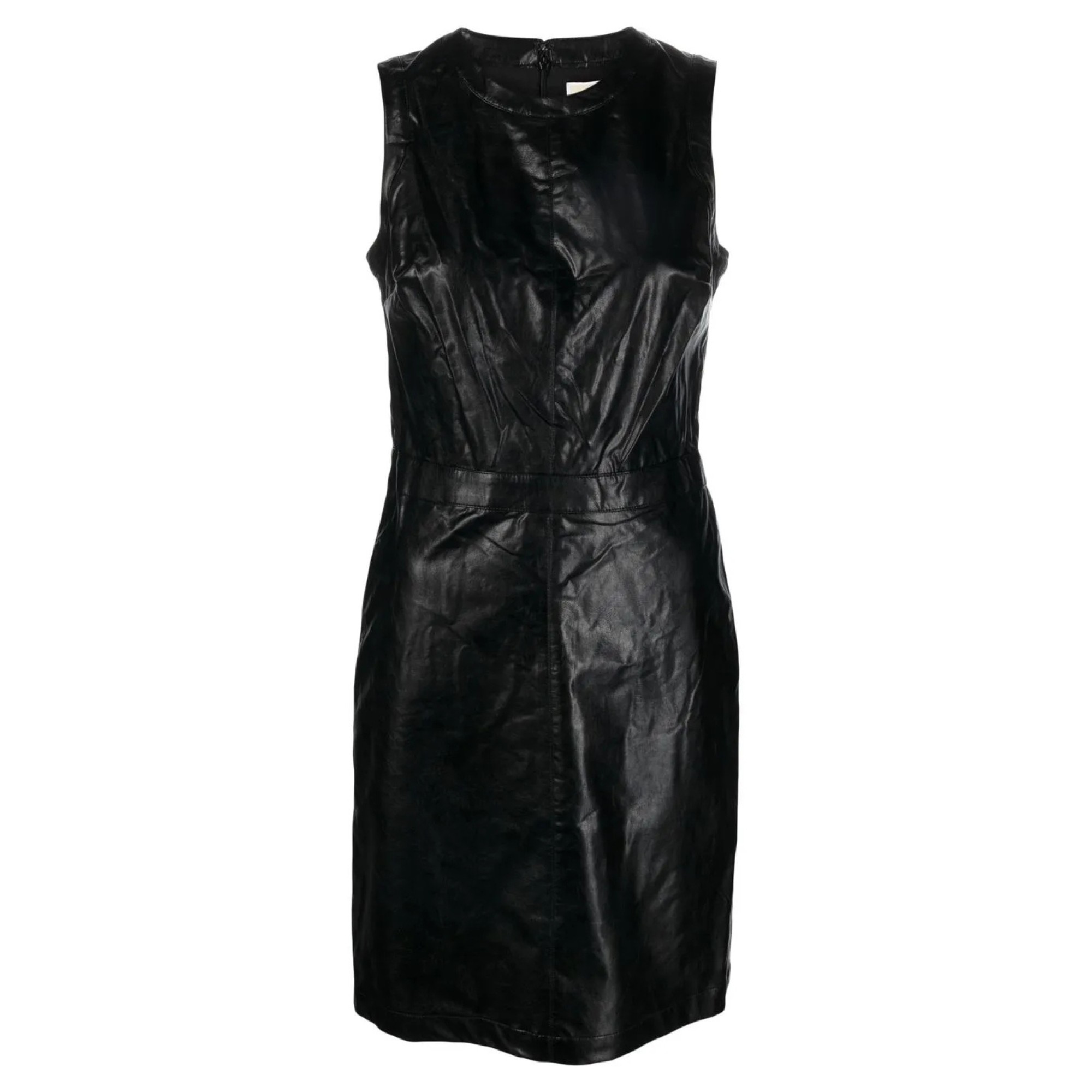 MICHAEL KORS Midi suknelė moterims, Juoda, Fitted leather dress