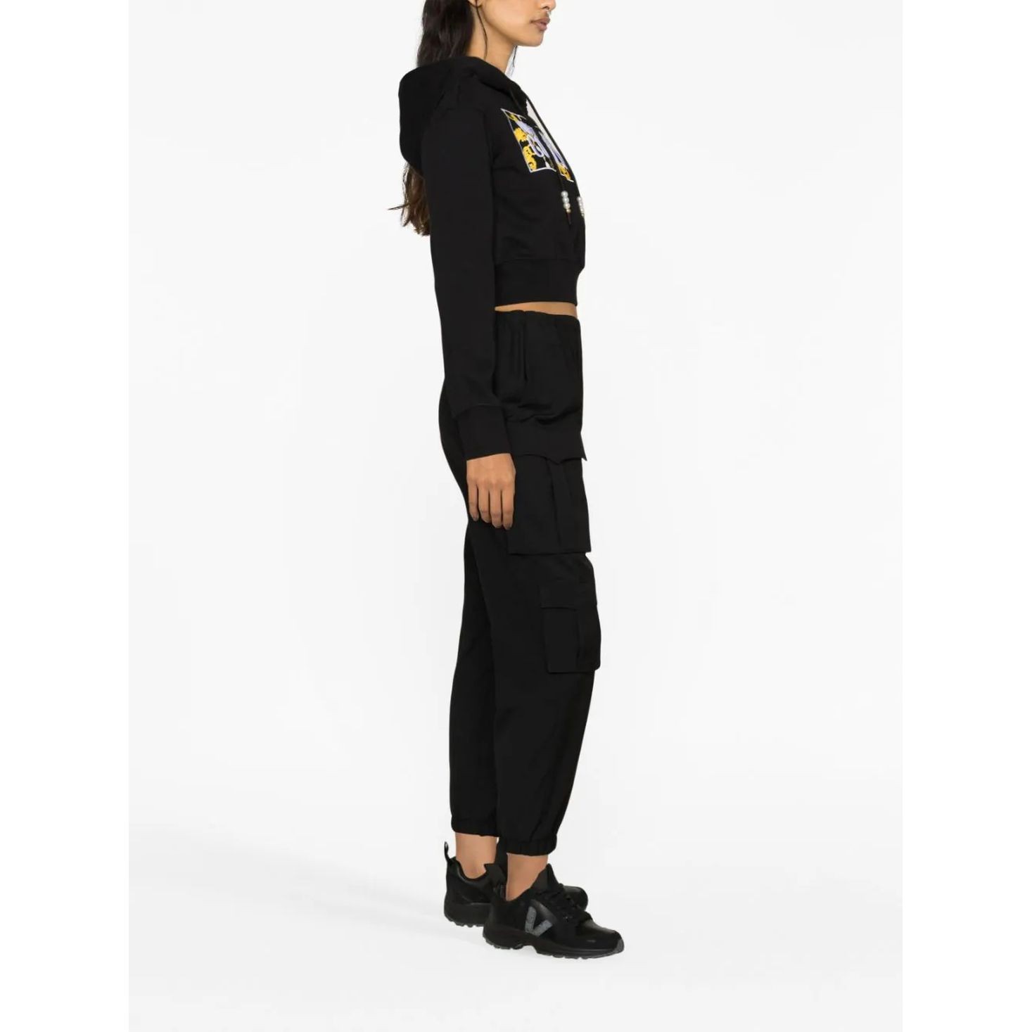 VERSACE JEANS CUTURE Sportinis nertinis moterims, Juoda, Logo sweatshirt 3