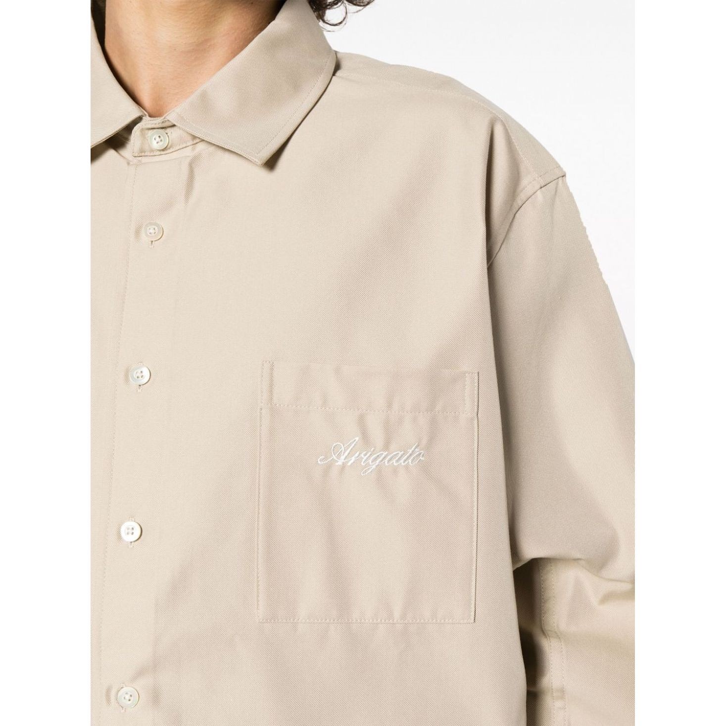 AXEL ARIGATO Marškiniai ilgomis rankovėmis vyrams, Smėlio, Flow overshirt 4