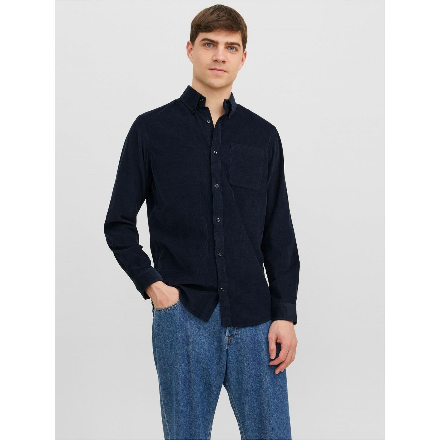 JACK & JONES Marškiniai vyrams, Mėlyna, JPRBROOK CORD SHIRT L/ 2