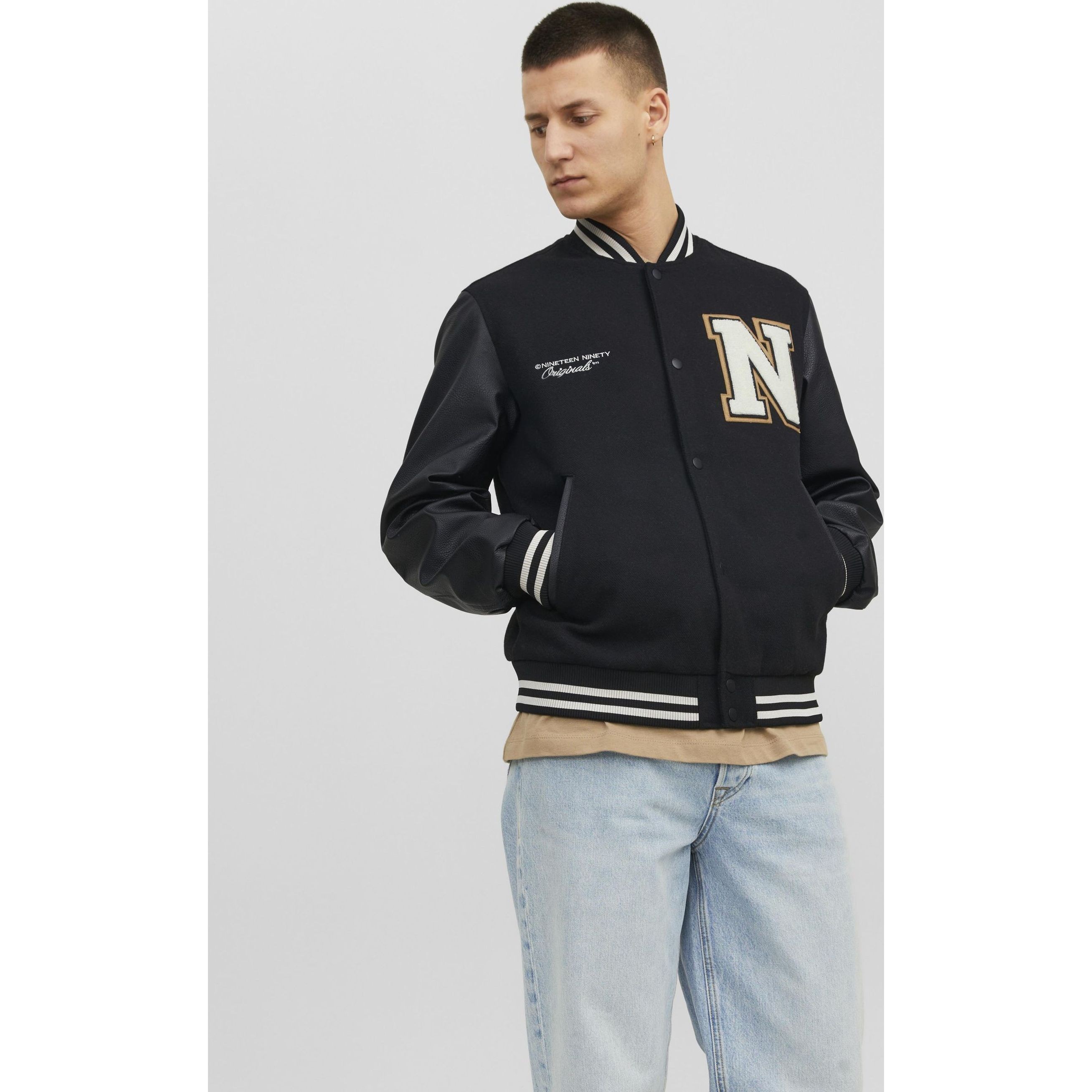 JACK & JONES Striukė vyrams, Juoda, JORCOLLEGE WOOL BLEND 2