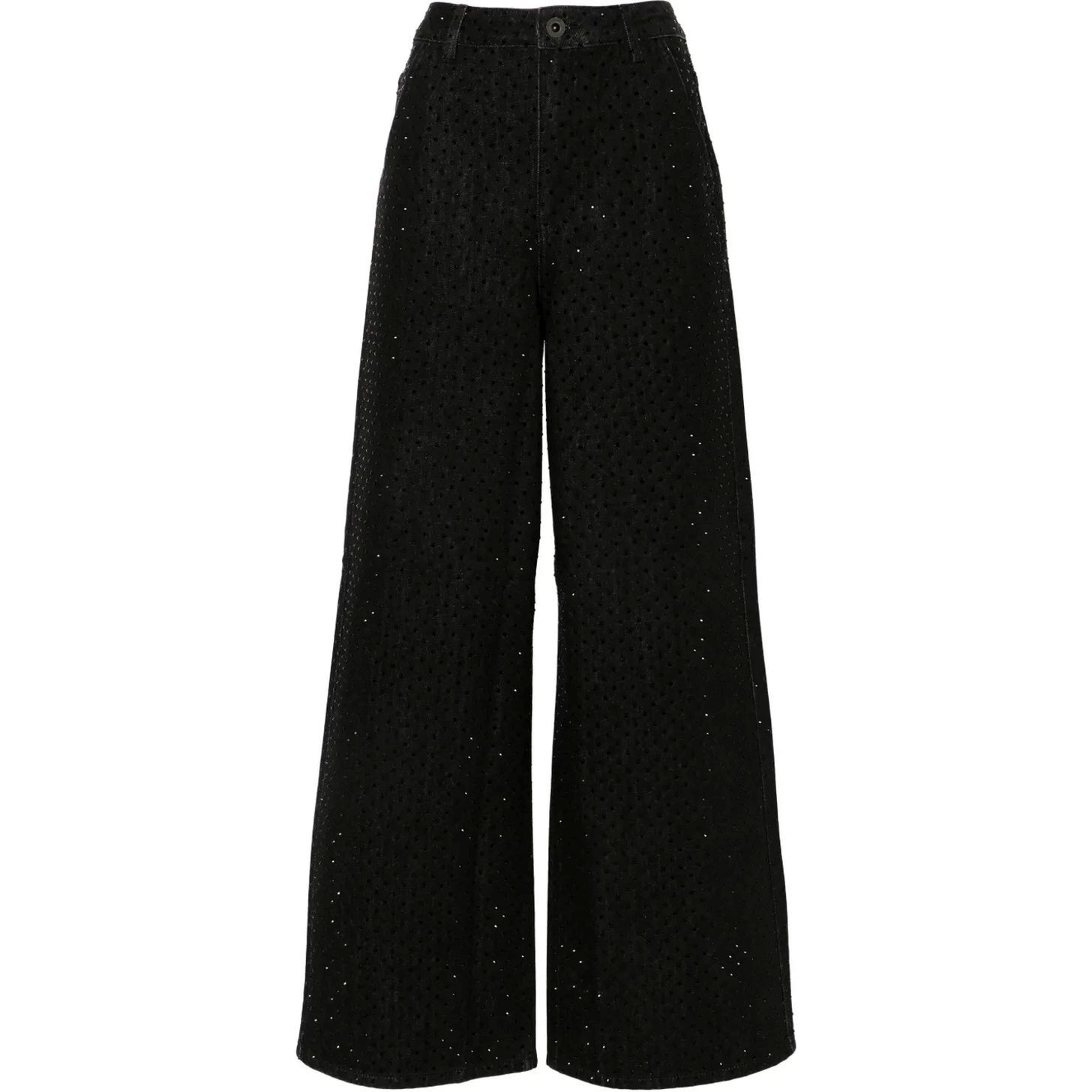 SELF PORTRAIT Platūs džinsai moterims, Juoda, Rhinestone jeans