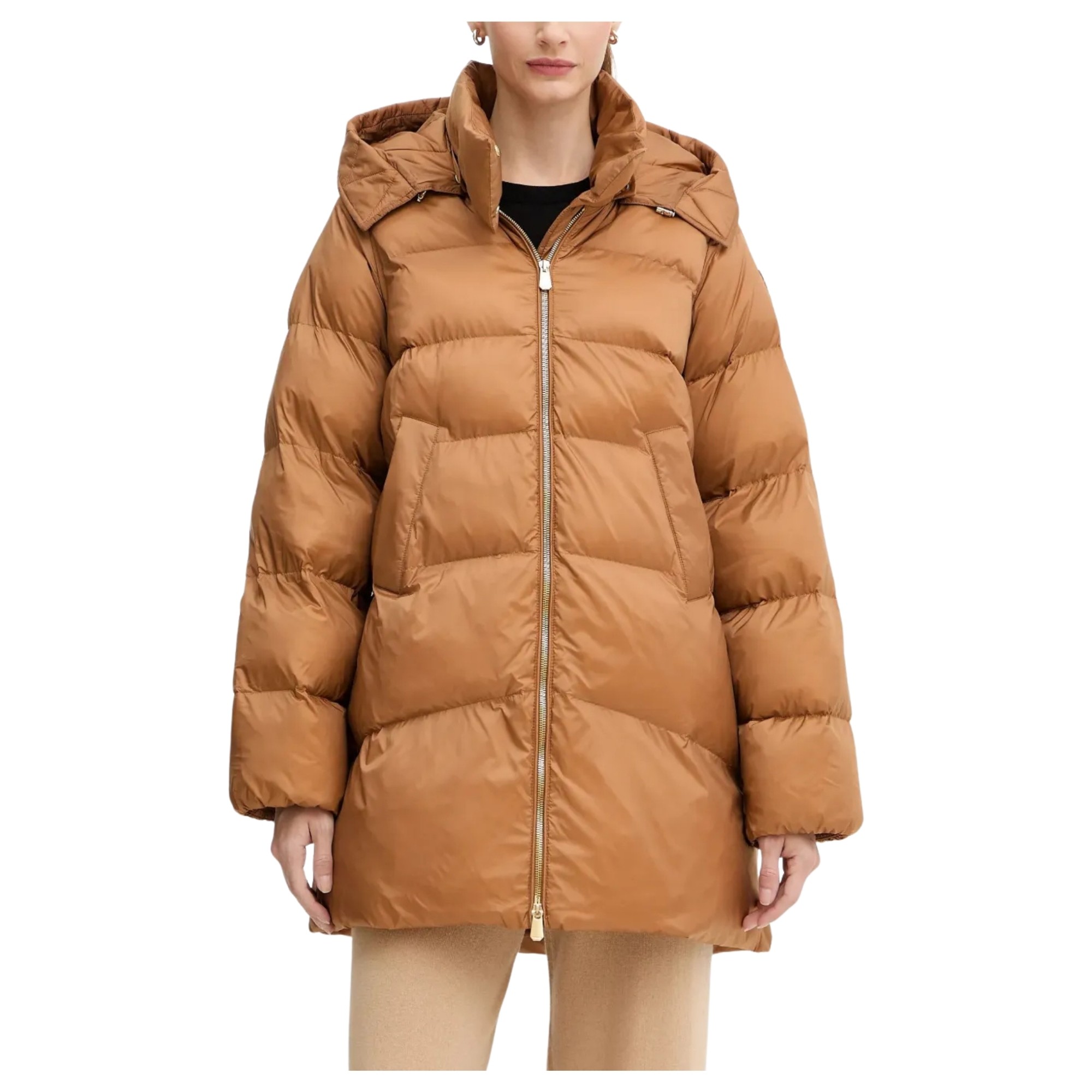 PINKO Pūkinė striukė moterims, Smėlio, Calzone coat 1