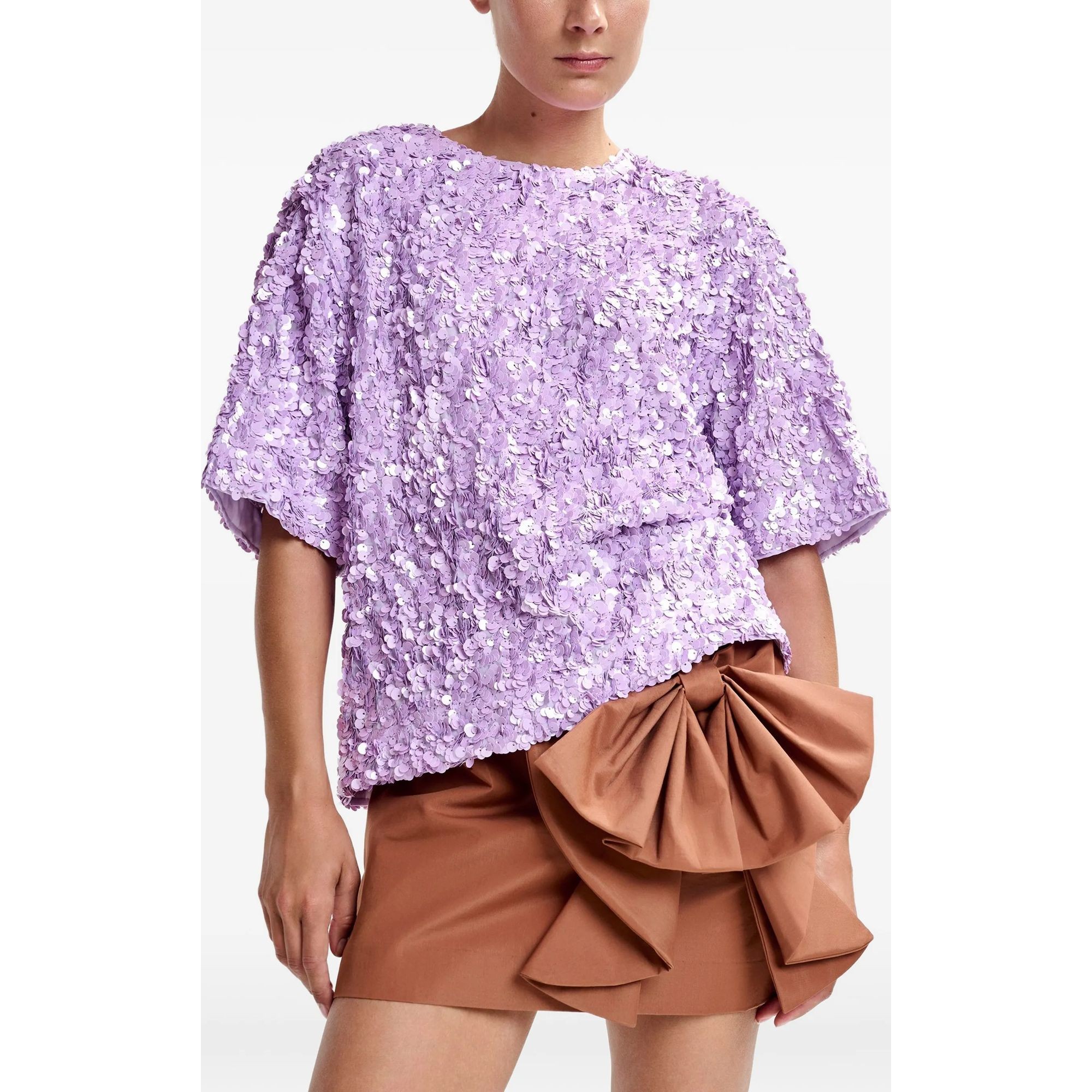 ESSENTIEL ANTWERP Mini sijonas moterims, Ruda, 2 3d bow miniskirt 3
