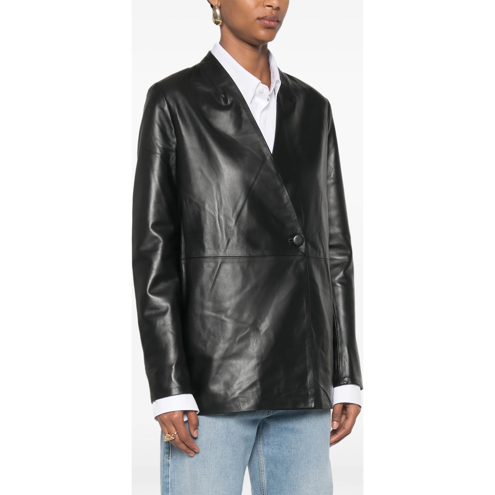 ADRIANNA FERETTI Odinė striukė moterims, Juoda, Leather jacket 3