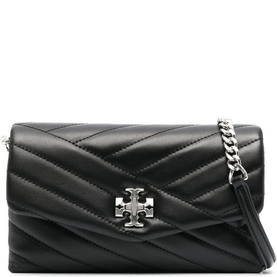 TORY BURCH Piniginė moterims, Juoda, Kira chevron chain wallet 1