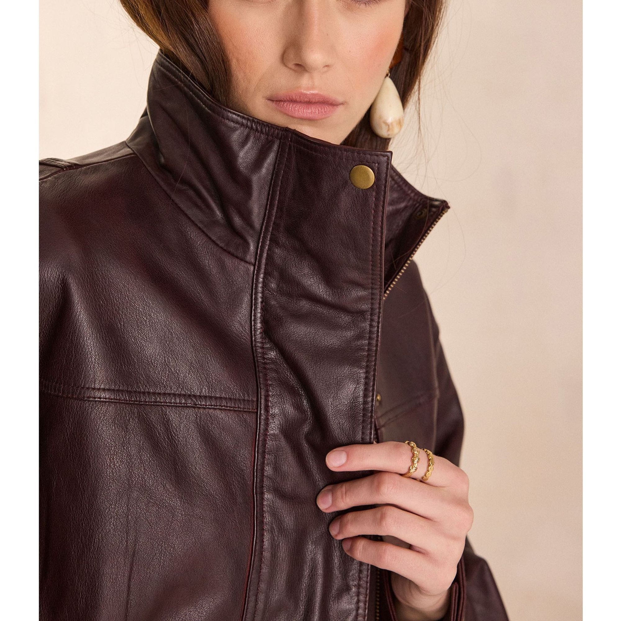 MAISON123 Odinė striukė moterims, Ruda, 03 charly bl cuir 4