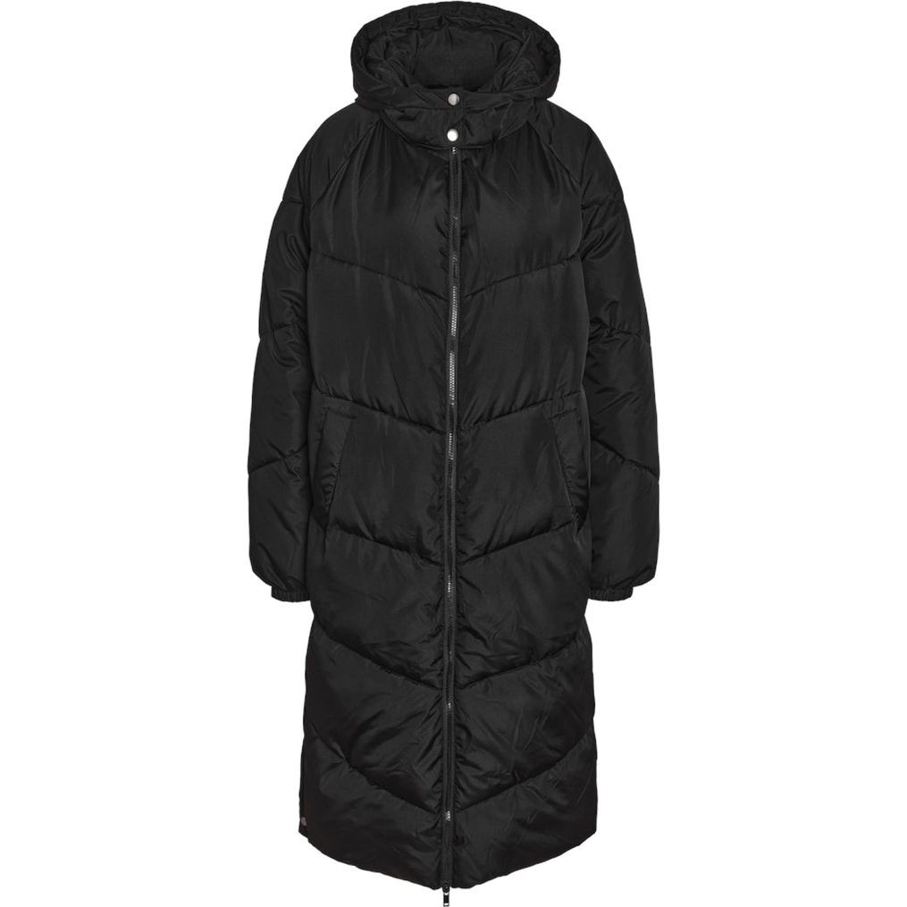 NOISY MAY Pūkinis paltas moterims, Juoda, Flora long puffer jacket 1