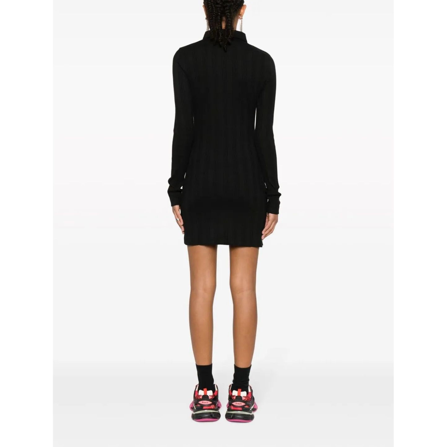 CALVIN KLEIN JEANS Midi suknelė moterims, Juoda, Badge elongated rib shirt dres 3