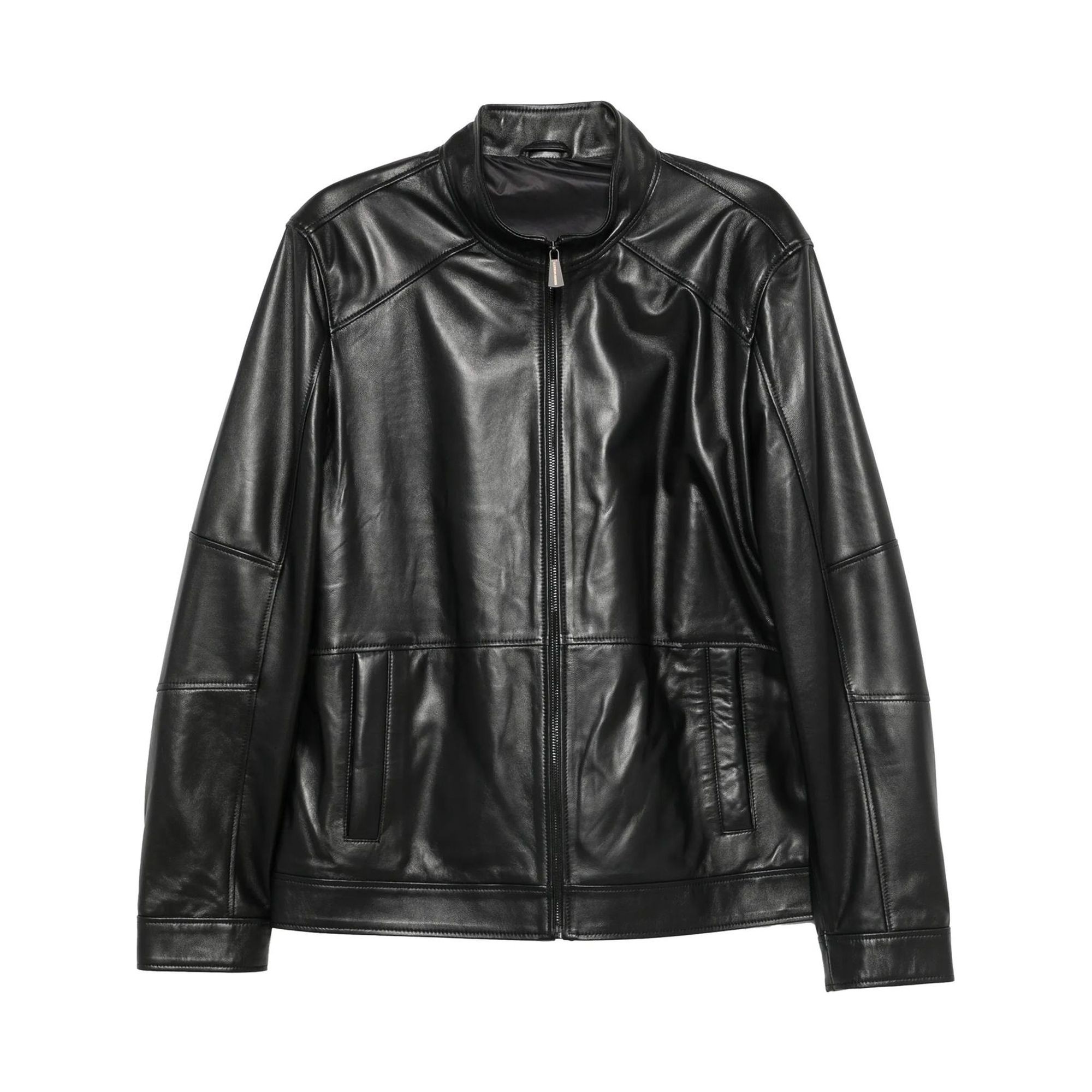 SERGIO MORETTI Odinė striukė vyrams, Juoda, Leather jacket 1