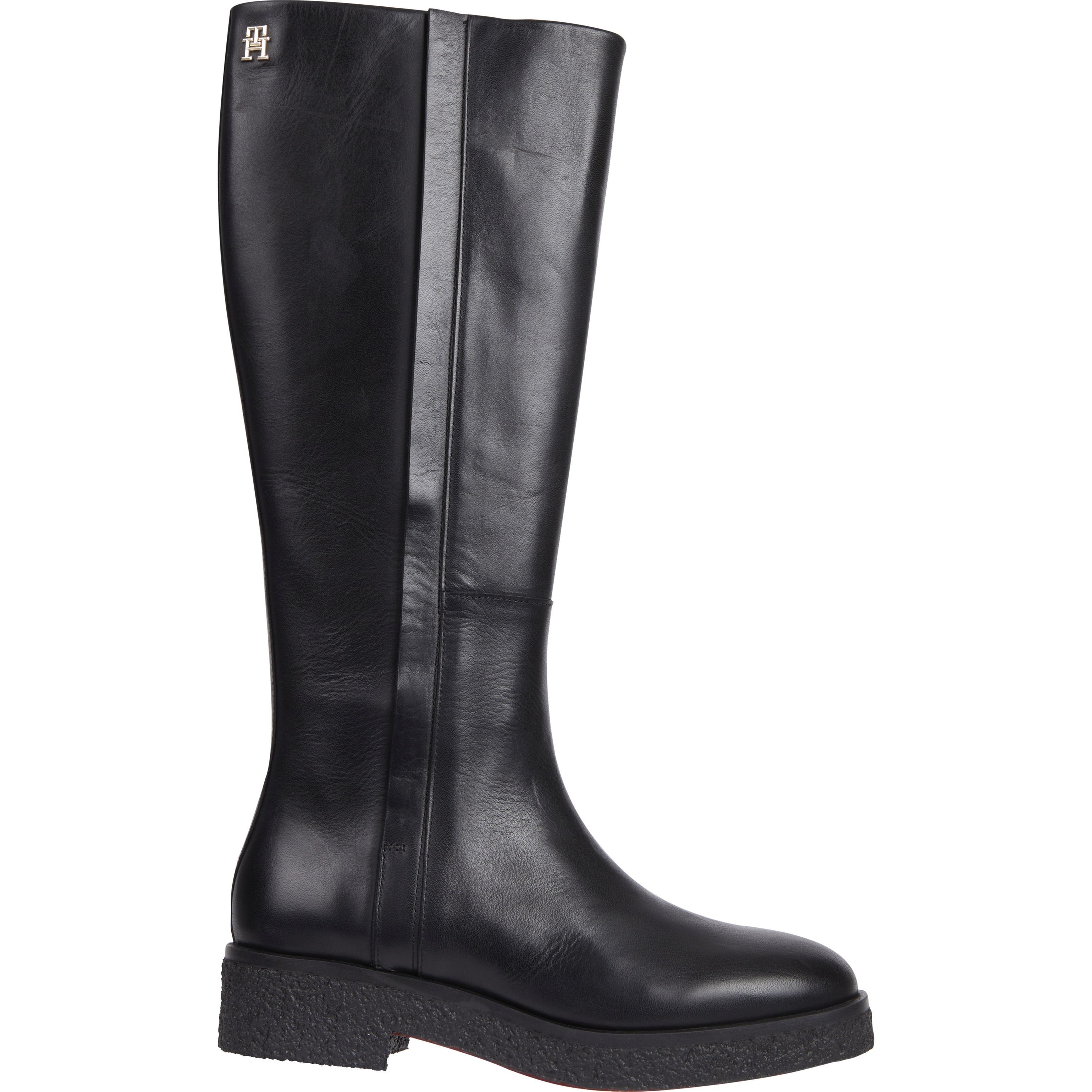 TOMMY HILFIGER Auliniai moterims, Juoda, Crepe look longboot 1