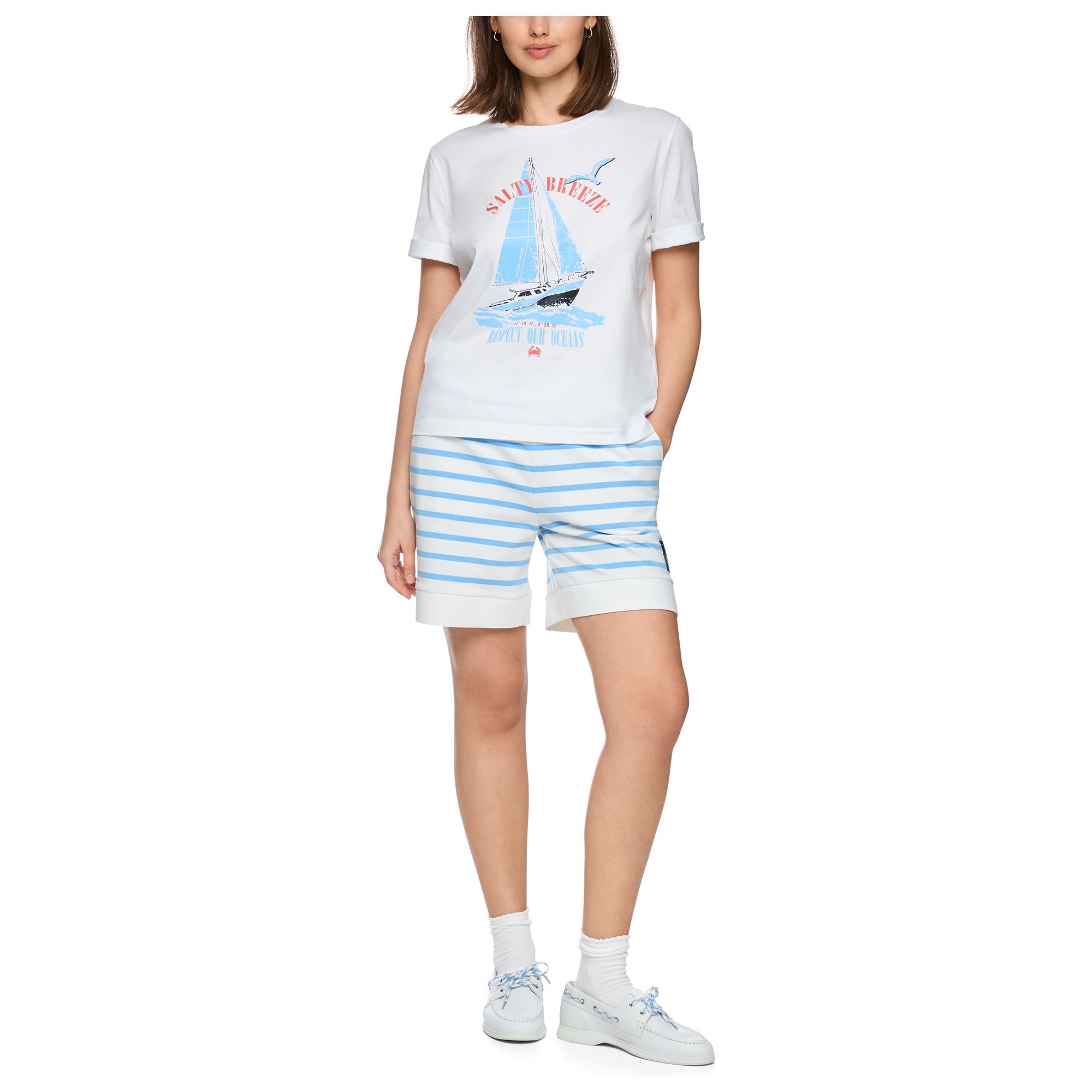 MARC CAIN Marškinėliai trump. rankovėmis moterims, Balta, T-shirt 2