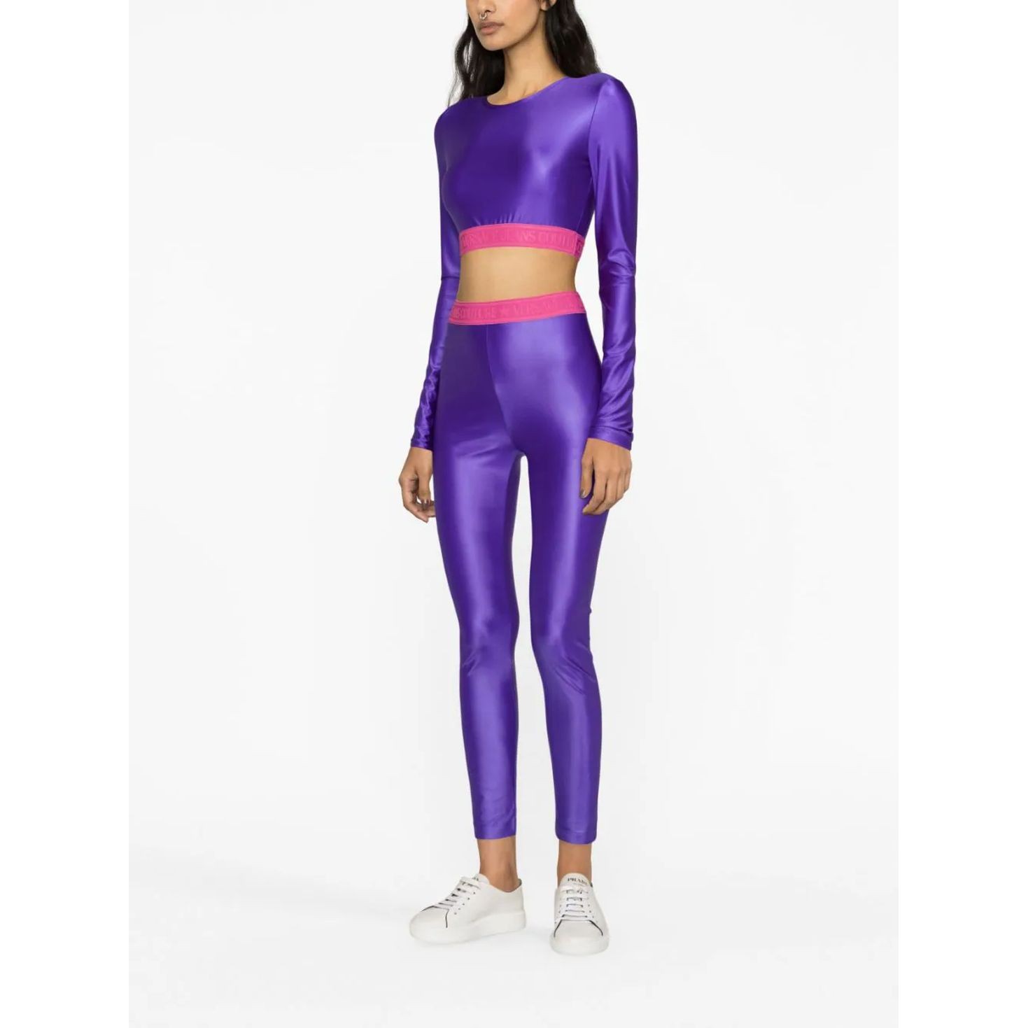VERSACE JEANS CUTURE Palaidinės moterims, purple, Print chain top 3