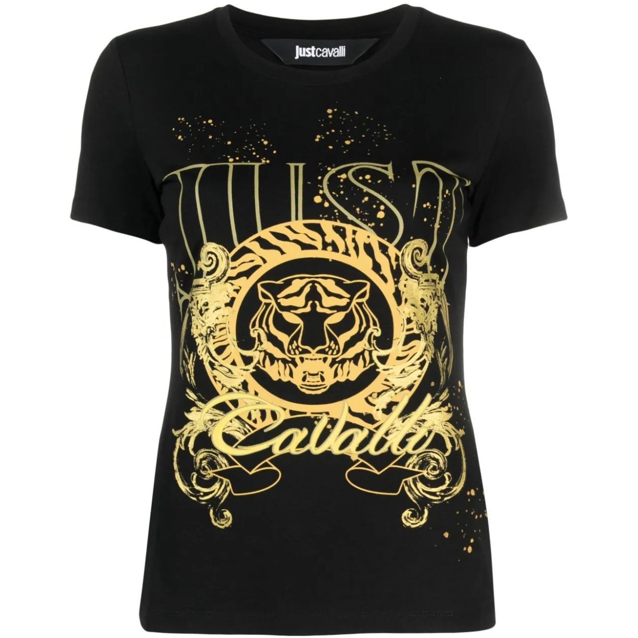 JUST CAVALLI Marškinėliai trump. rankovėmis moterims, Juoda, Tiger t-shirt 1