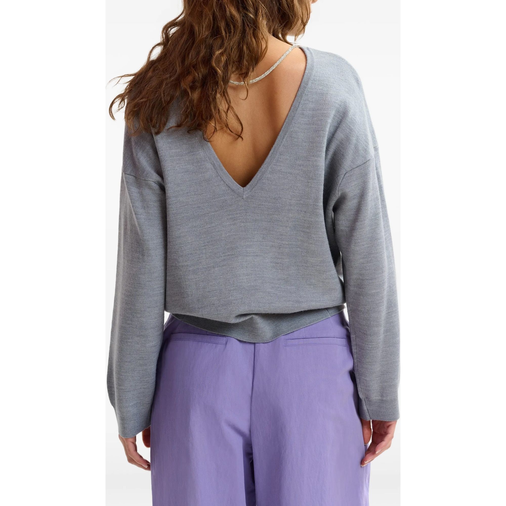 ESSENTIEL ANTWERP Megztinis moterims, Pilka, 1 pullover with necklace 4