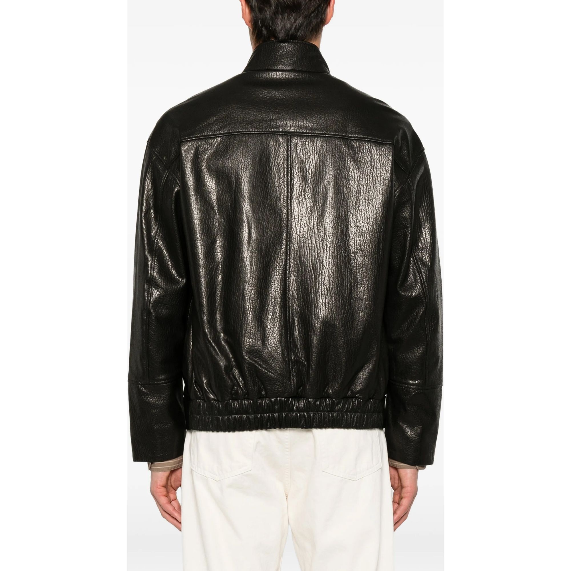 SERGIO MORETTI Odinė striukė vyrams, Juoda, Leather jacket 4