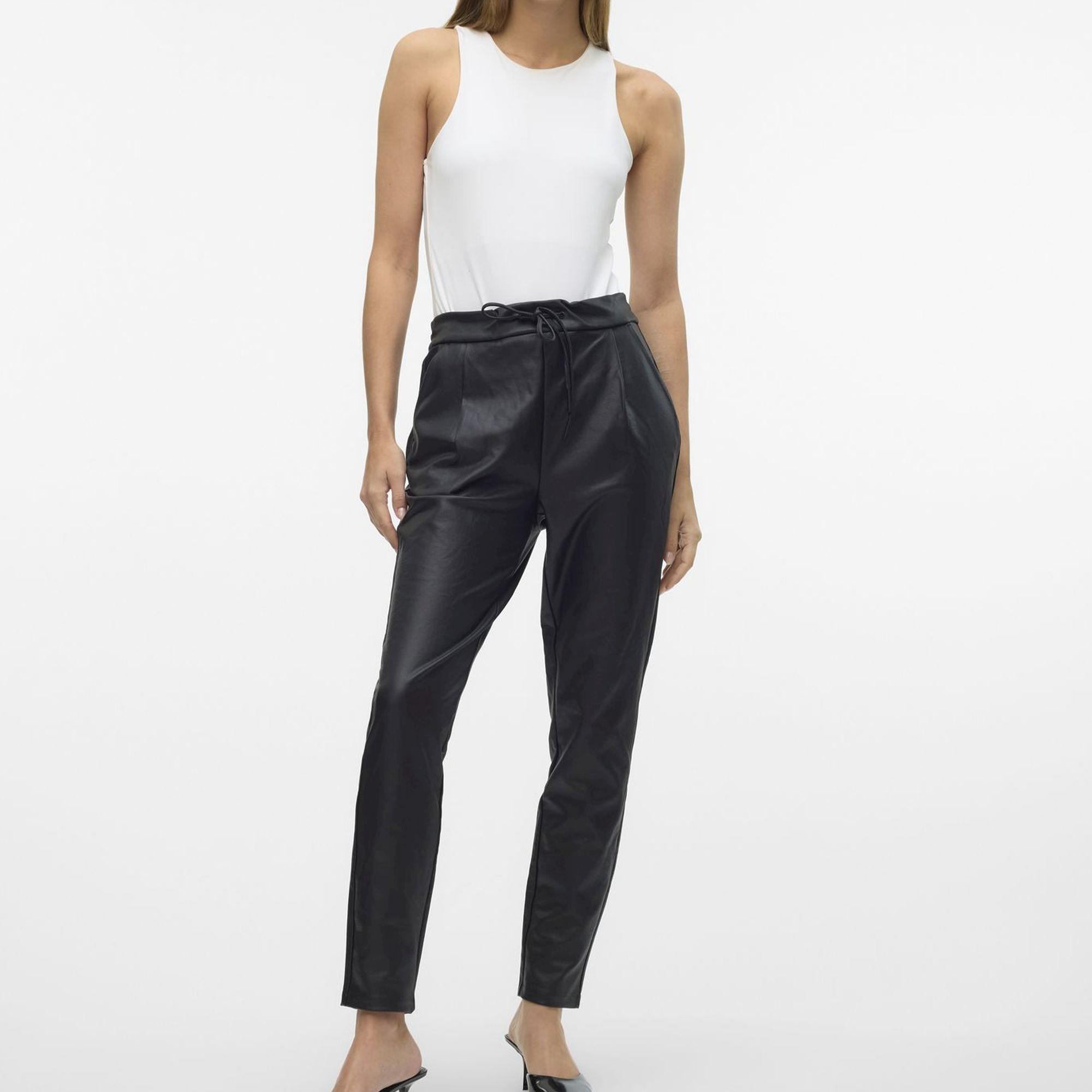 VERO MODA Kelnės moterims, Juoda, VMEVA MW LOOSE STRIN 3