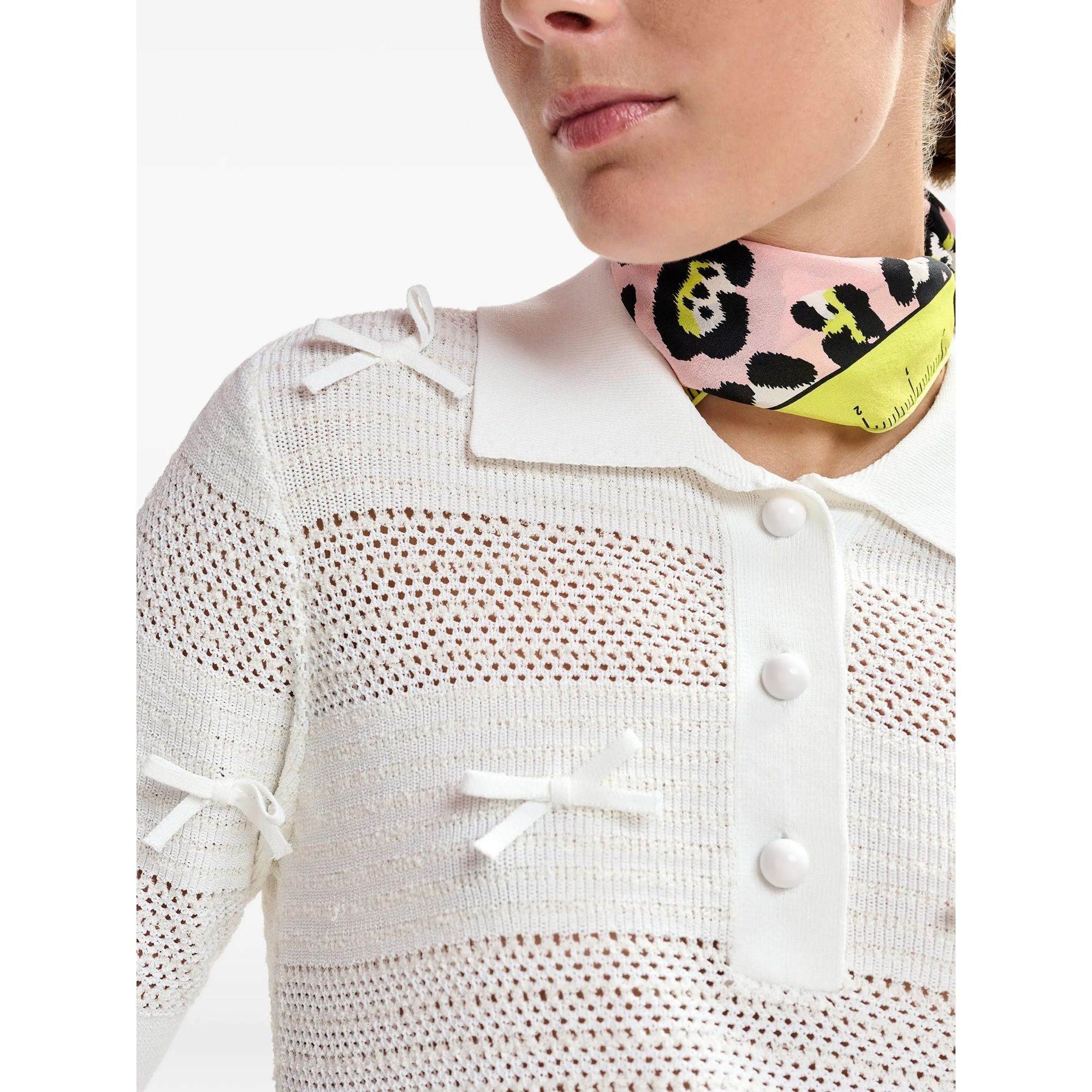 ESSENTIEL ANTWERP Polo marškiniai trumpos rank. moterims, Balta, 2 knit polo with bows 5