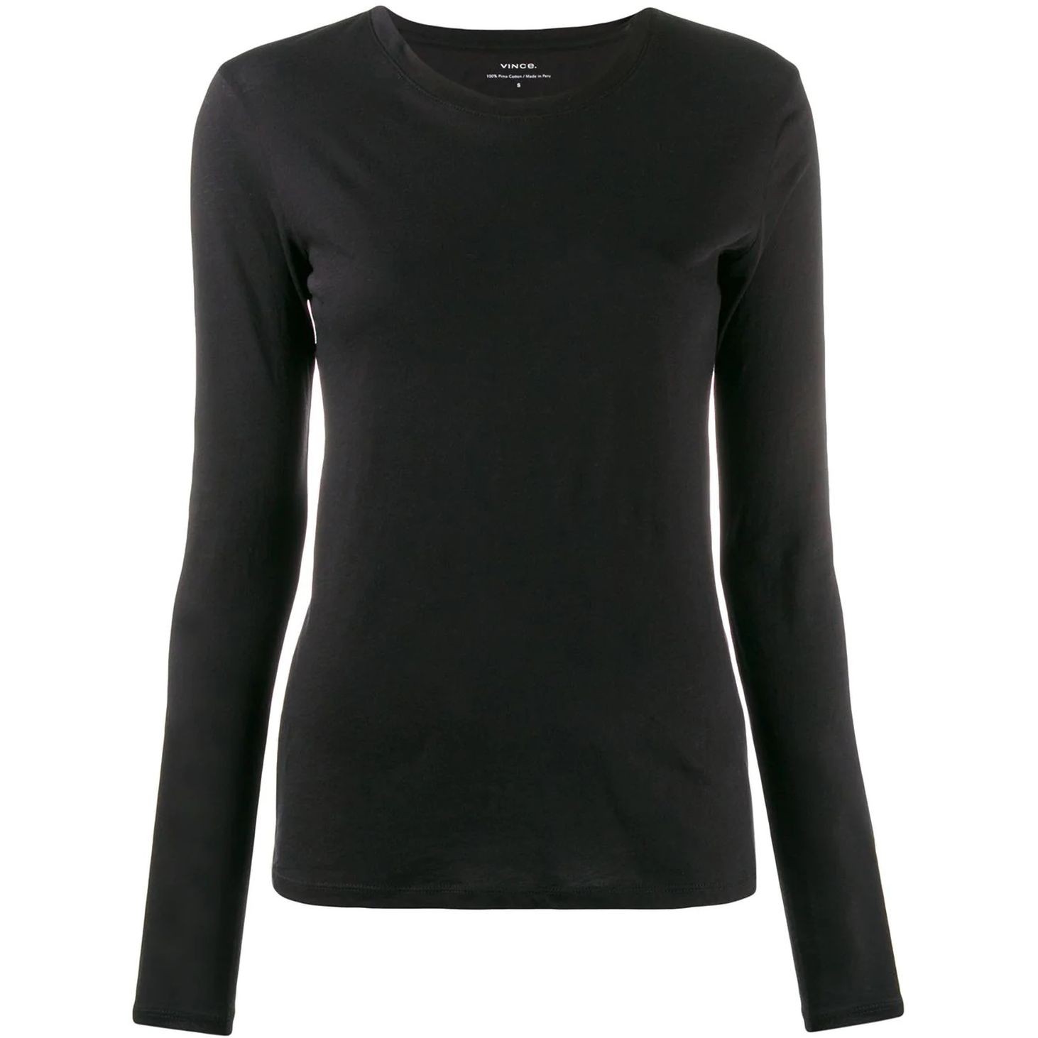VINCE Marškiniai ilgomis rankovėmis moterims, Juoda, Crew neck long sleeve t-shirt 1