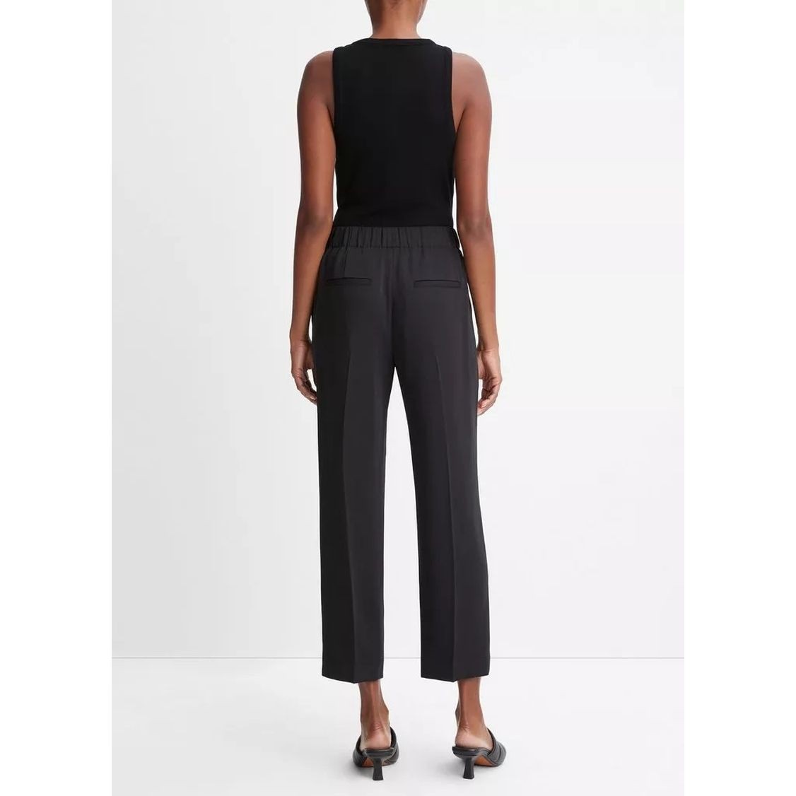 VINCE Formalios kelnės moterims, Juoda, Tapered pull on pant 4