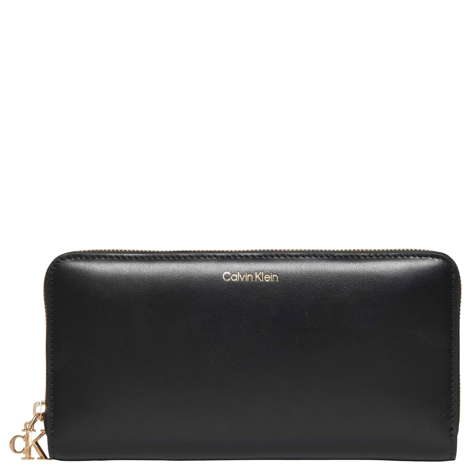 CALVIN KLEIN Piniginė moterims, Juoda, CK large zip around 1