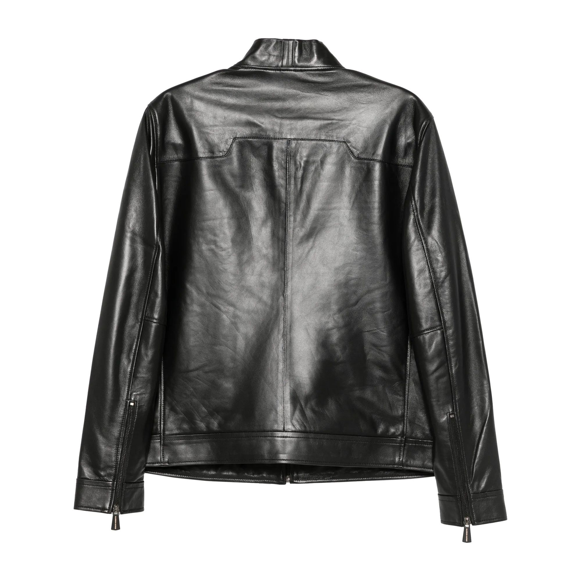 SERGIO MORETTI Odinė striukė vyrams, Juoda, Leather jacket 2