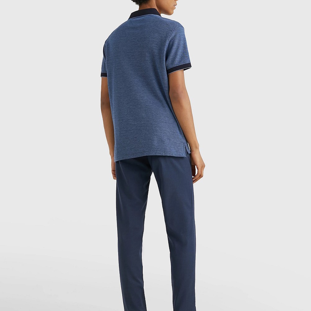 TOMMY HILFIGER Polo marškiniai trumpos rank. vyrams, Mėlyna, Honeycomb slim polo 4