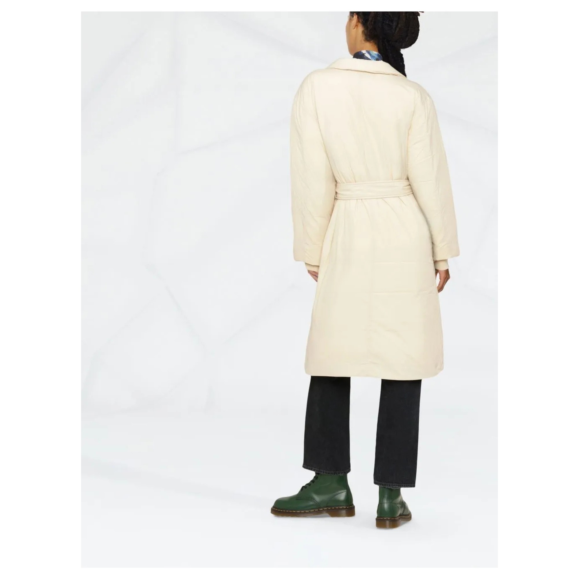 CALVIN KLEIN Pūkinis paltas moterims, Smėlio, Down wrap puffer coat 3