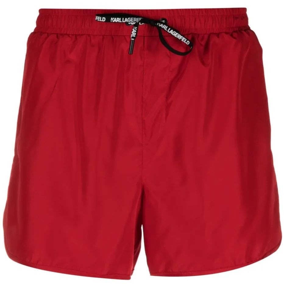 KARL LAGERFELD Apatinė kostiumėlio dalis vyrams, Raudona, Tape short boardshorts 1