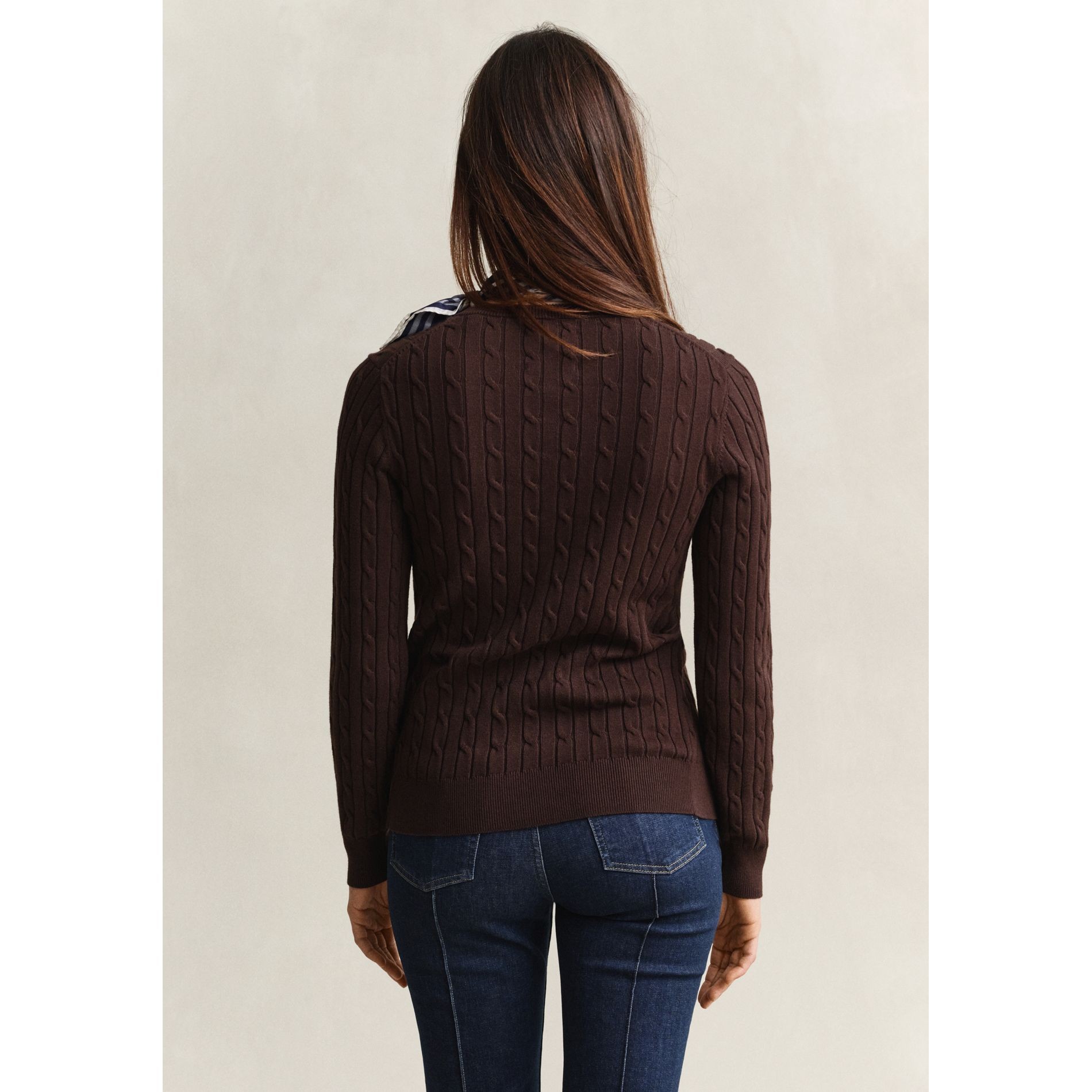 GANT Kardiganas moterims, Ruda, Stretch cotton cable cardigan 3