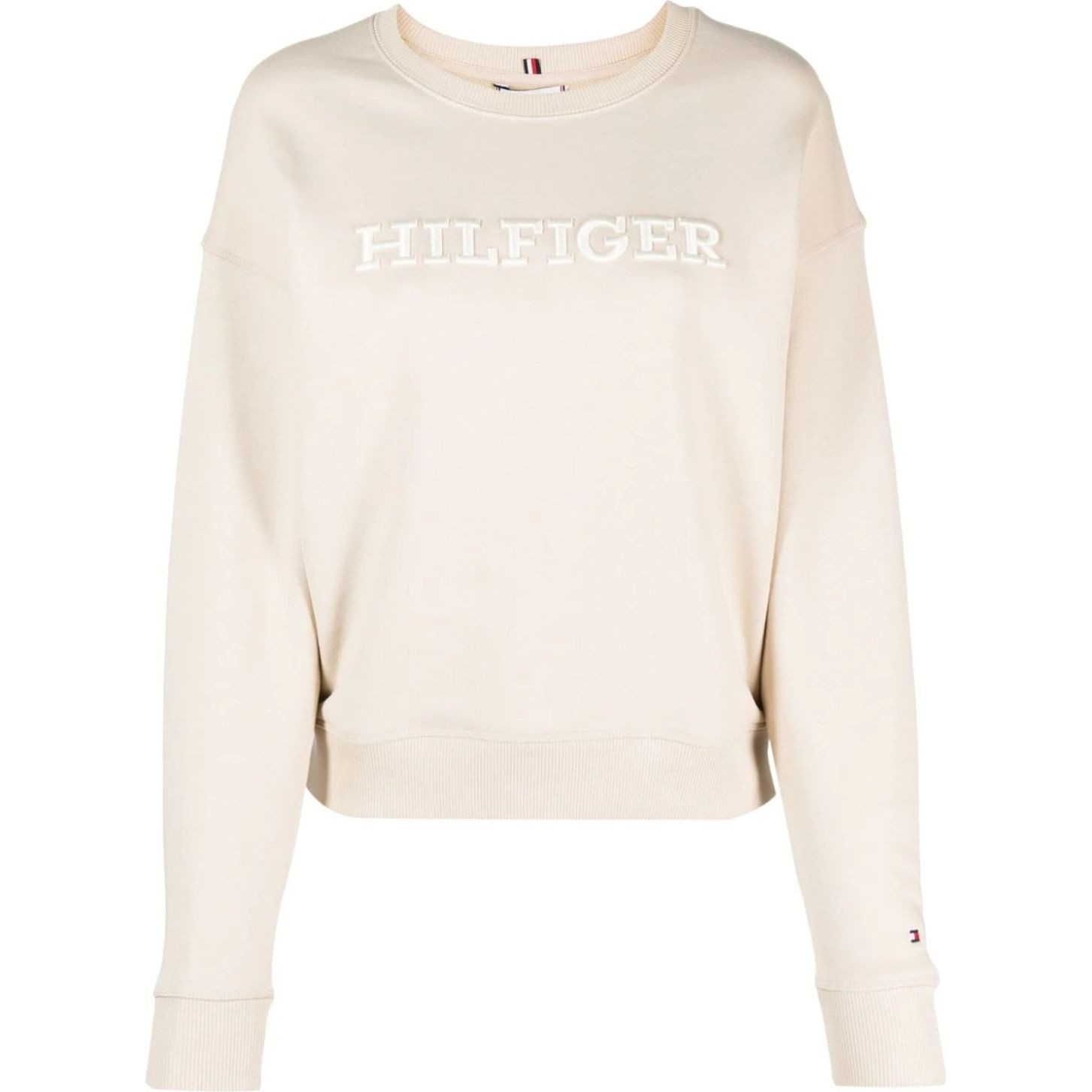 TOMMY HILFIGER Džemperis moterims, Smėlio, Reg monotype emb sweatshirt 1