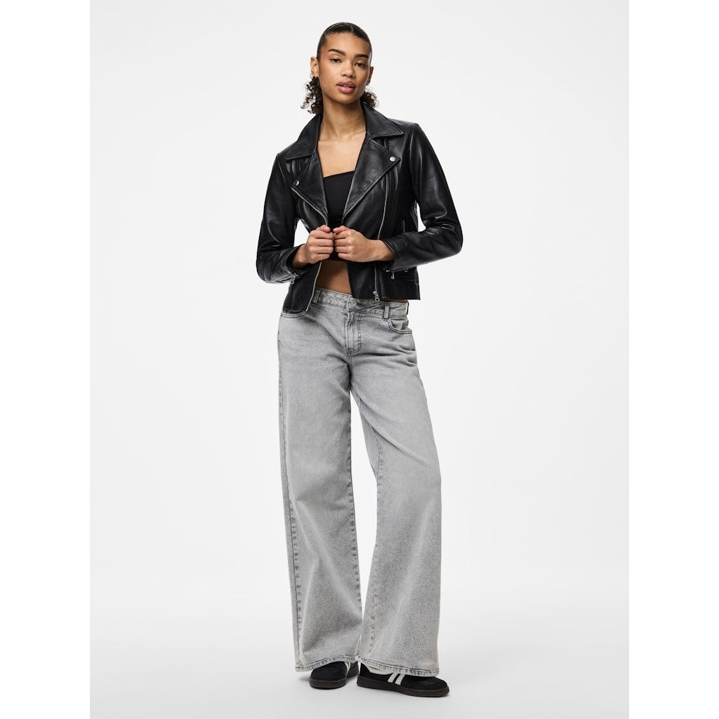 PIECES Striukė moterims, Juoda, PCSUSSE LEATHER JACKE 6