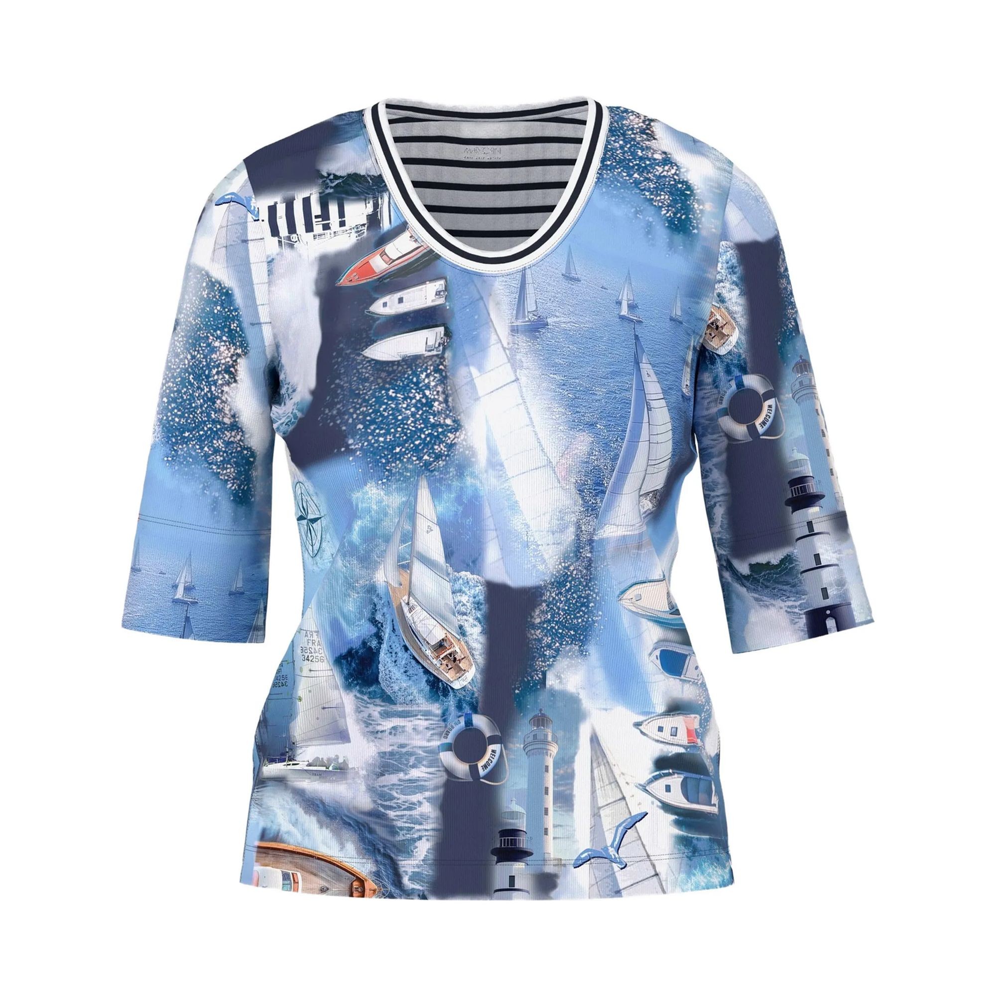MARC CAIN Marškinėliai trump. rankovėmis moterims, Mėlyna, T-shirt 1