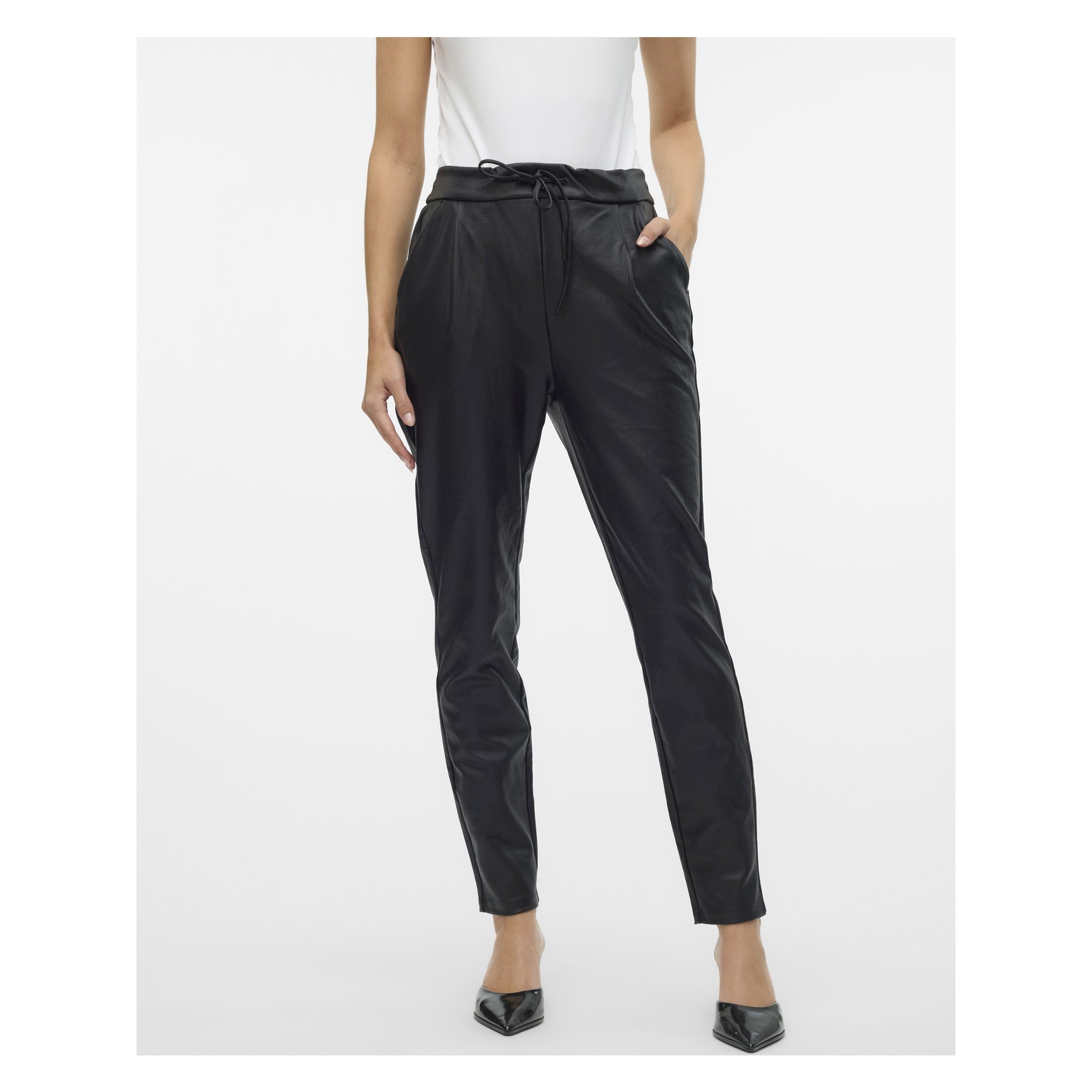 VERO MODA Kelnės moterims, Juoda, VMEVA MW LOOSE STRIN 2
