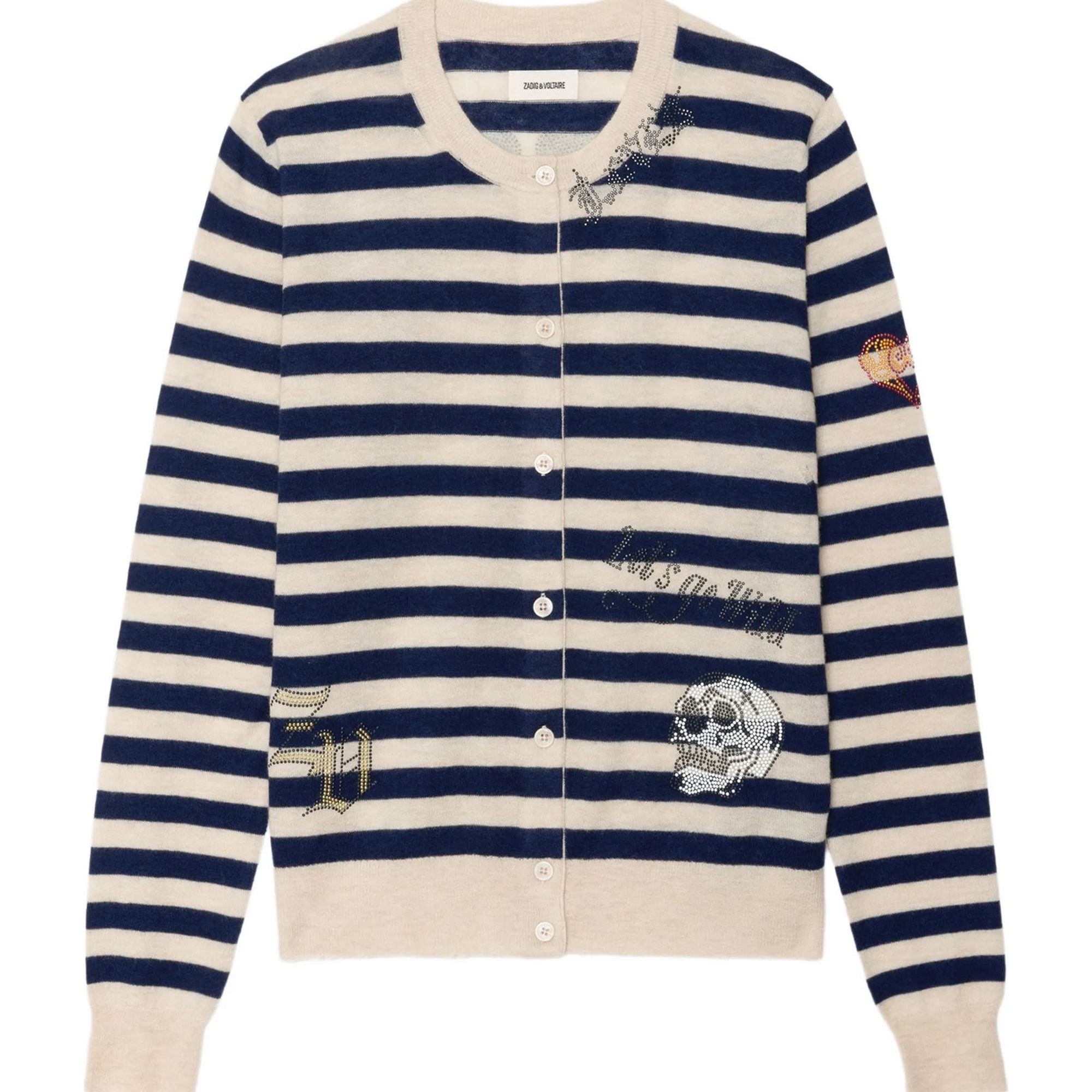 ZADIG&VOLTAIRE Kardiganas moterims, Marga, Missya cp stripes strass